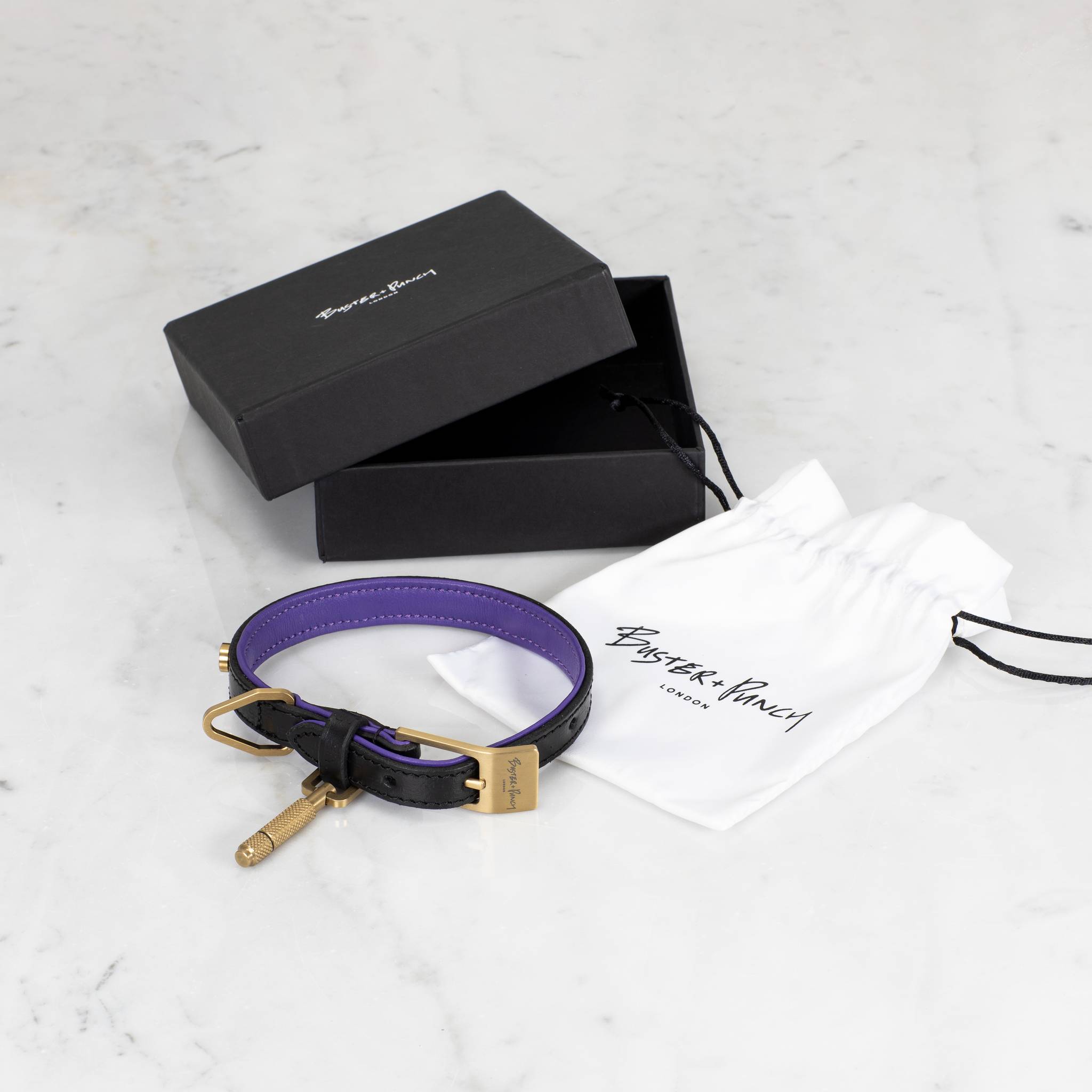 DOG COLLAR / CROSS / BLACK / PURPLE