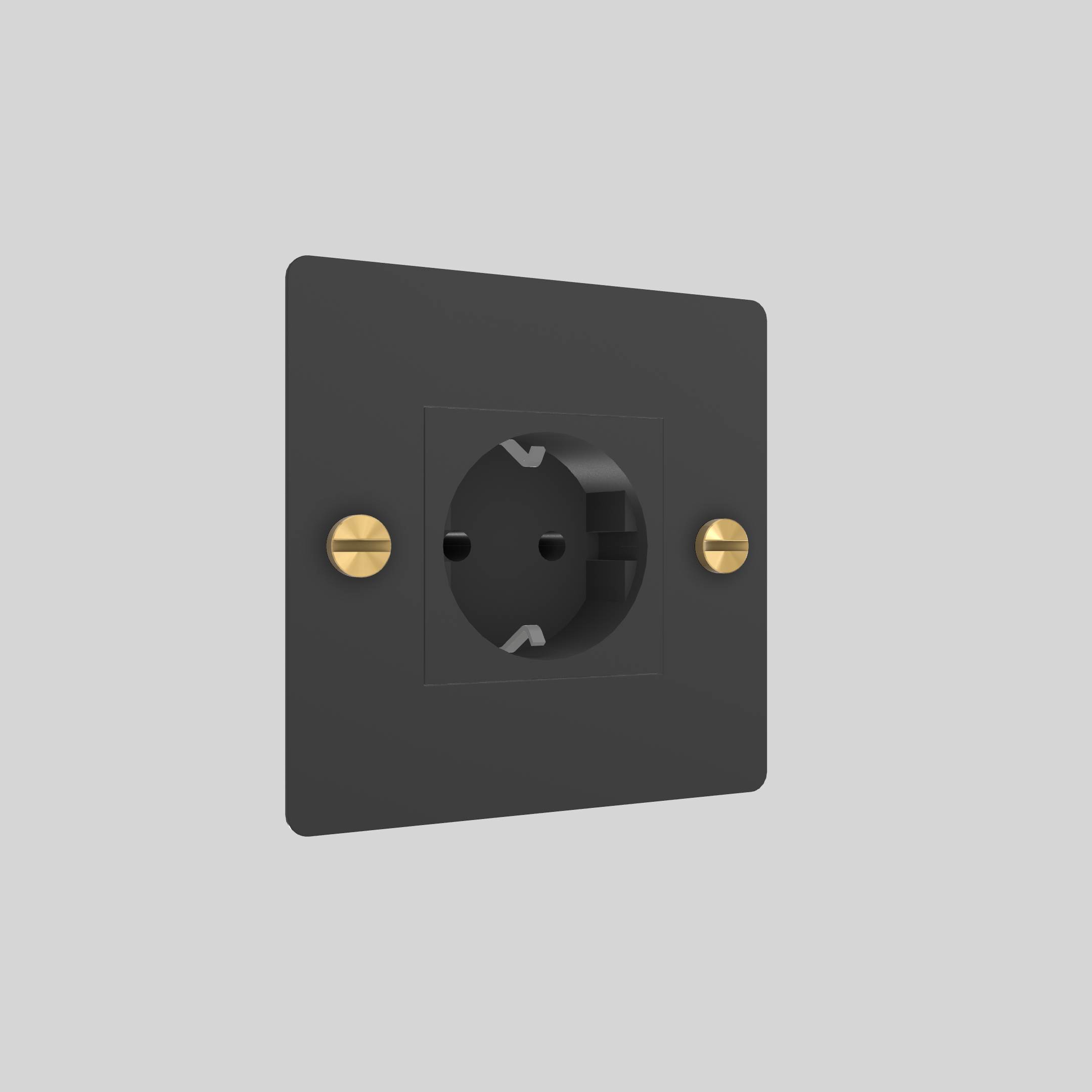 1G SOCKET / SCHUKO TYPE F / CROSS / WITH LOGO / BLACK / BRASS