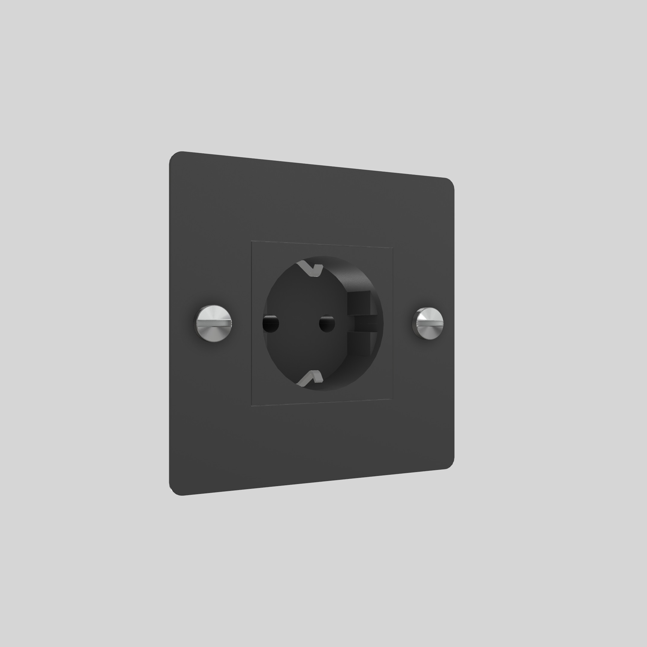 1G SOCKET / SCHUKO TYPE F / CROSS / WITHOUT LOGO / BLACK / STEEL