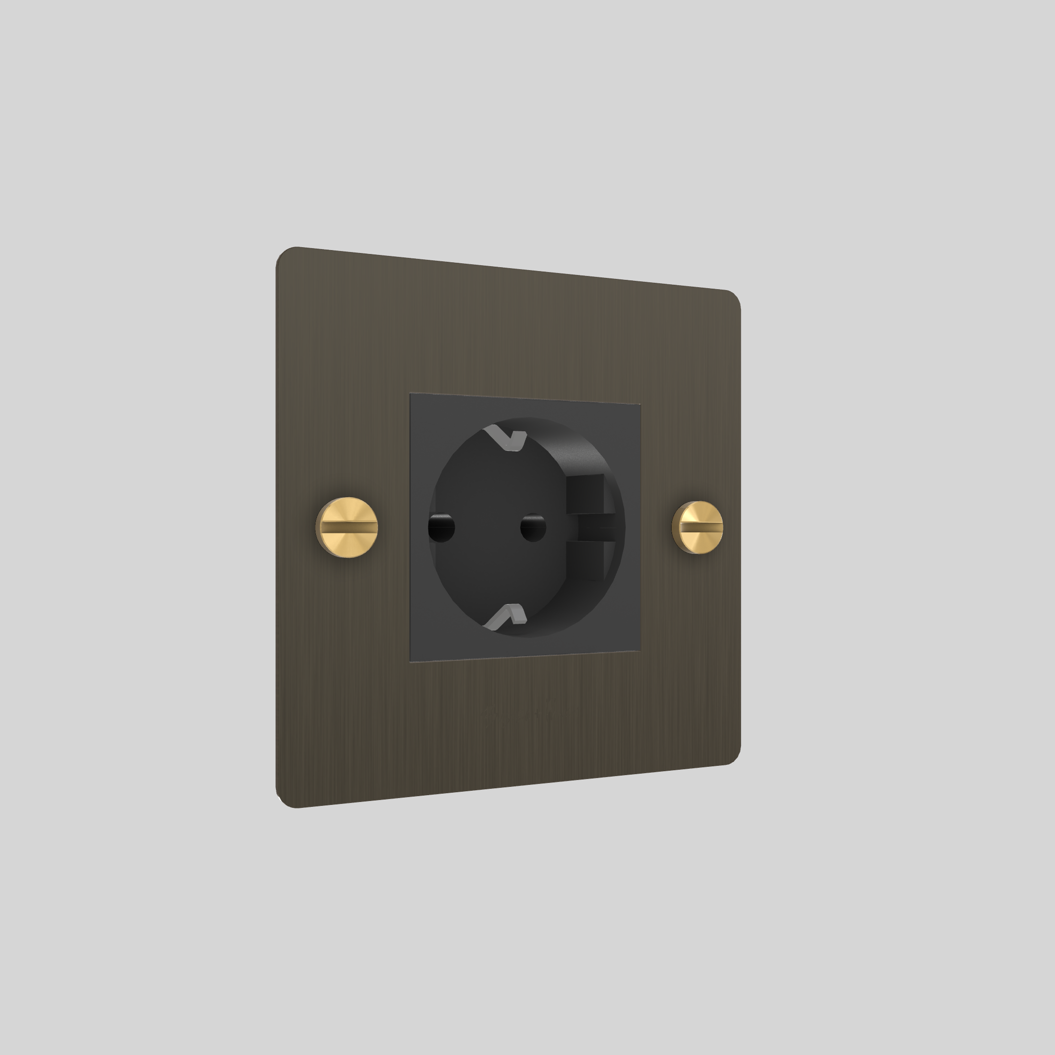 1G SOCKET / SCHUKO TYPE F / CROSS / WITHOUT LOGO / SMOKED BRONZE / BRASS