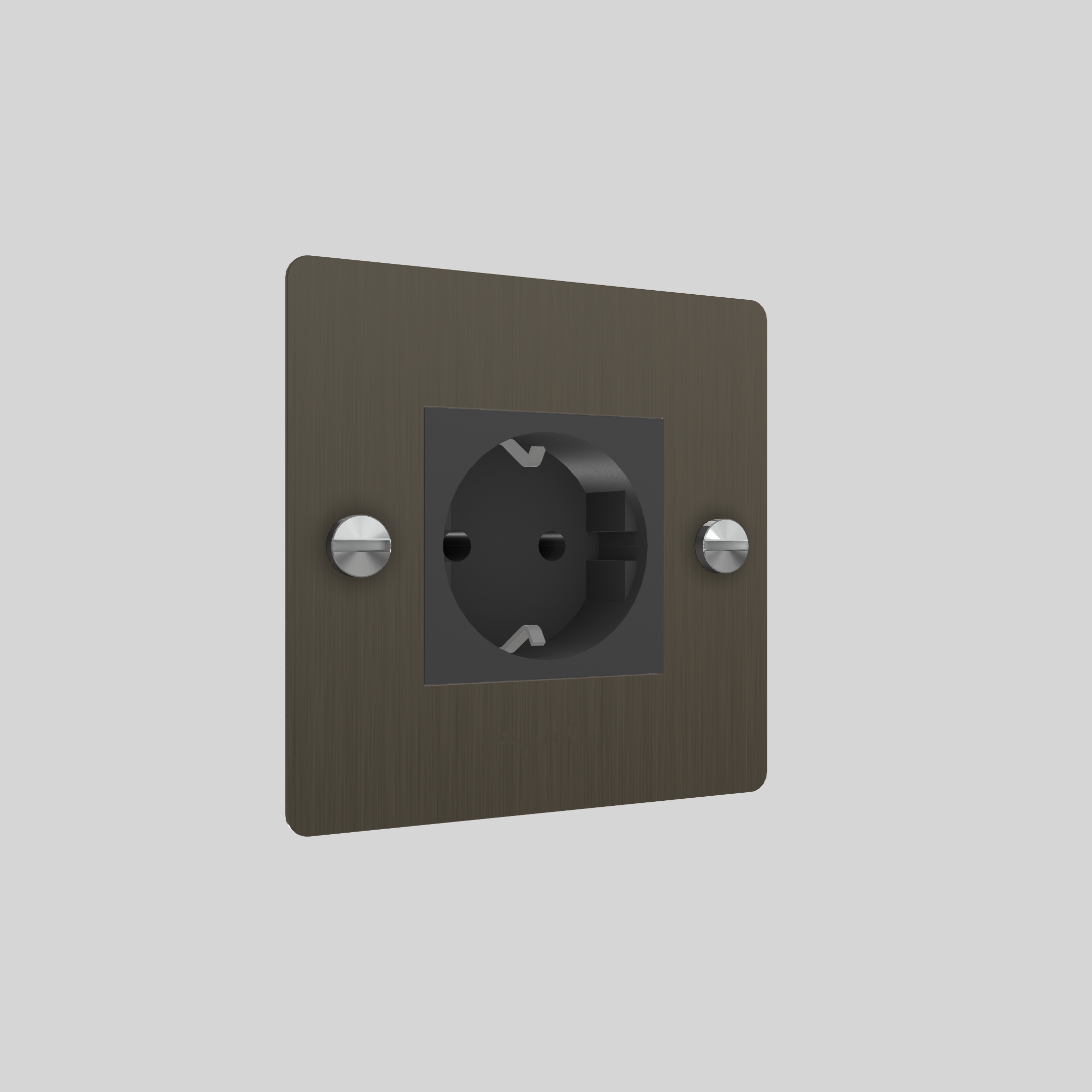 1G SOCKET / SCHUKO TYPE F / CROSS / WITH LOGO / SMOKED BRONZE / STEEL