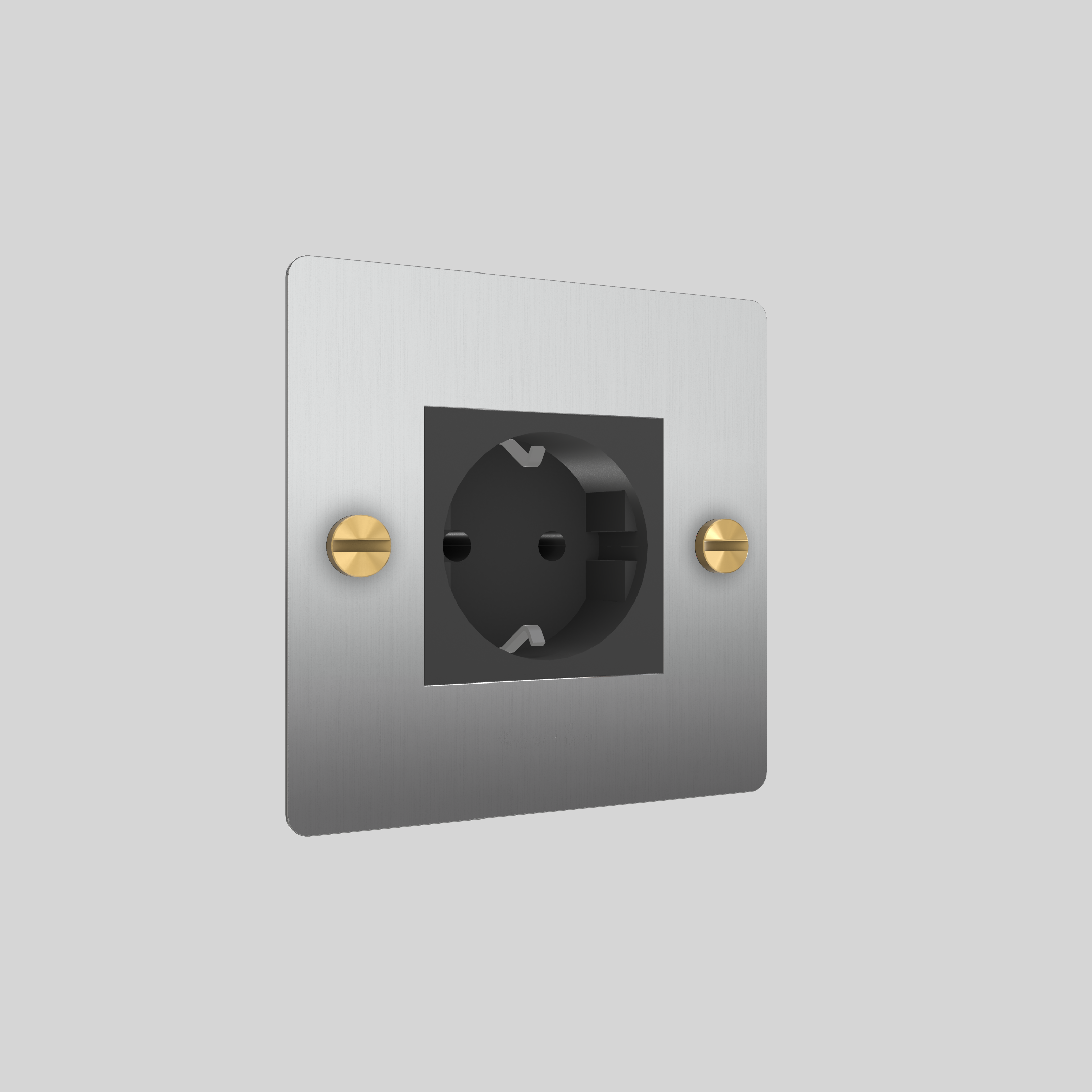 1G SOCKET / SCHUKO TYPE F / CROSS / WITH LOGO / STEEL / BRASS