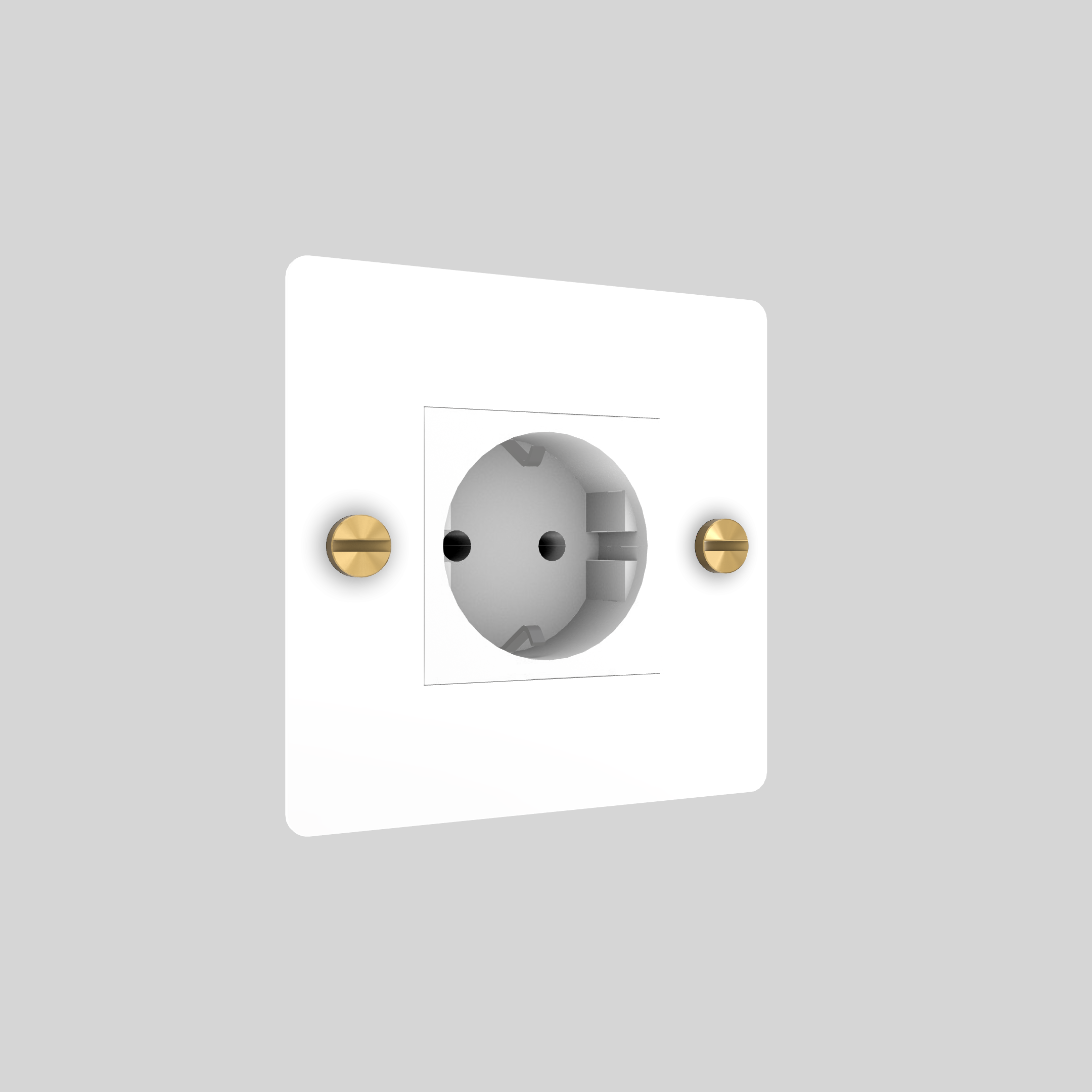 1G SOCKET / SCHUKO TYPE F / CROSS / WITHOUT LOGO / WHITE / BRASS