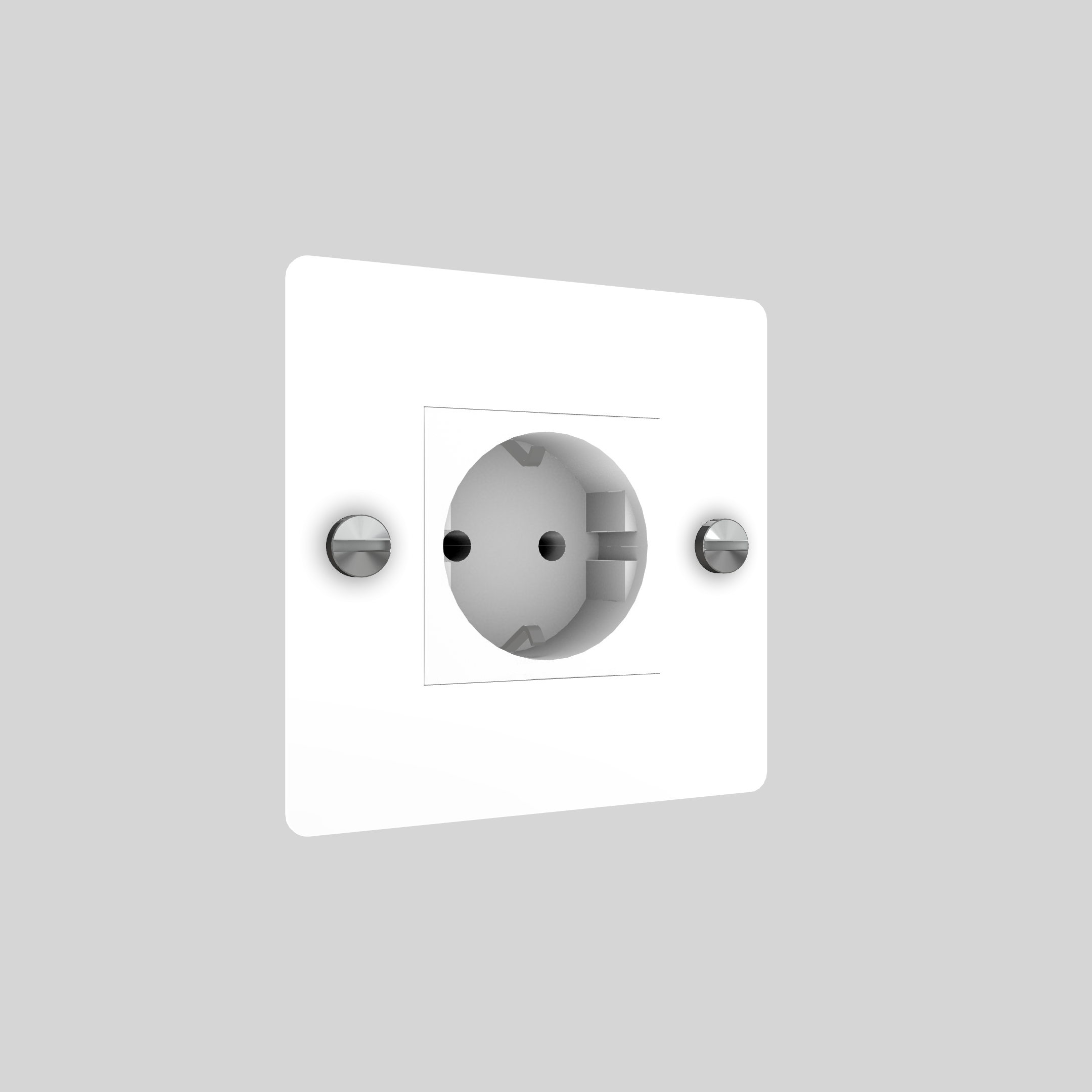1G SOCKET / SCHUKO TYPE F / CROSS / WITHOUT LOGO / WHITE / STEEL