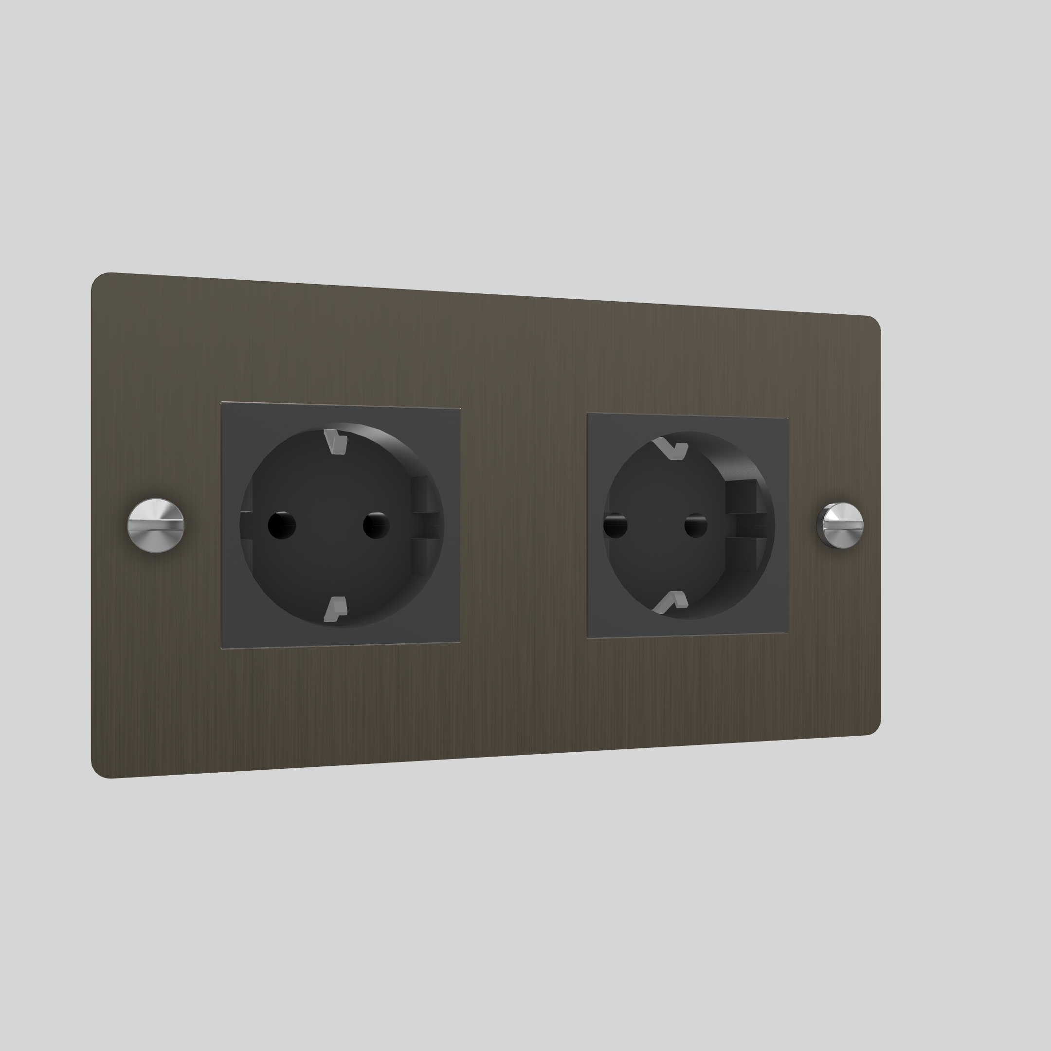 2G SOCKET / SCHUKO TYPE F / CROSS / WITHOUT LOGO / SMOKED BRONZE / STEEL