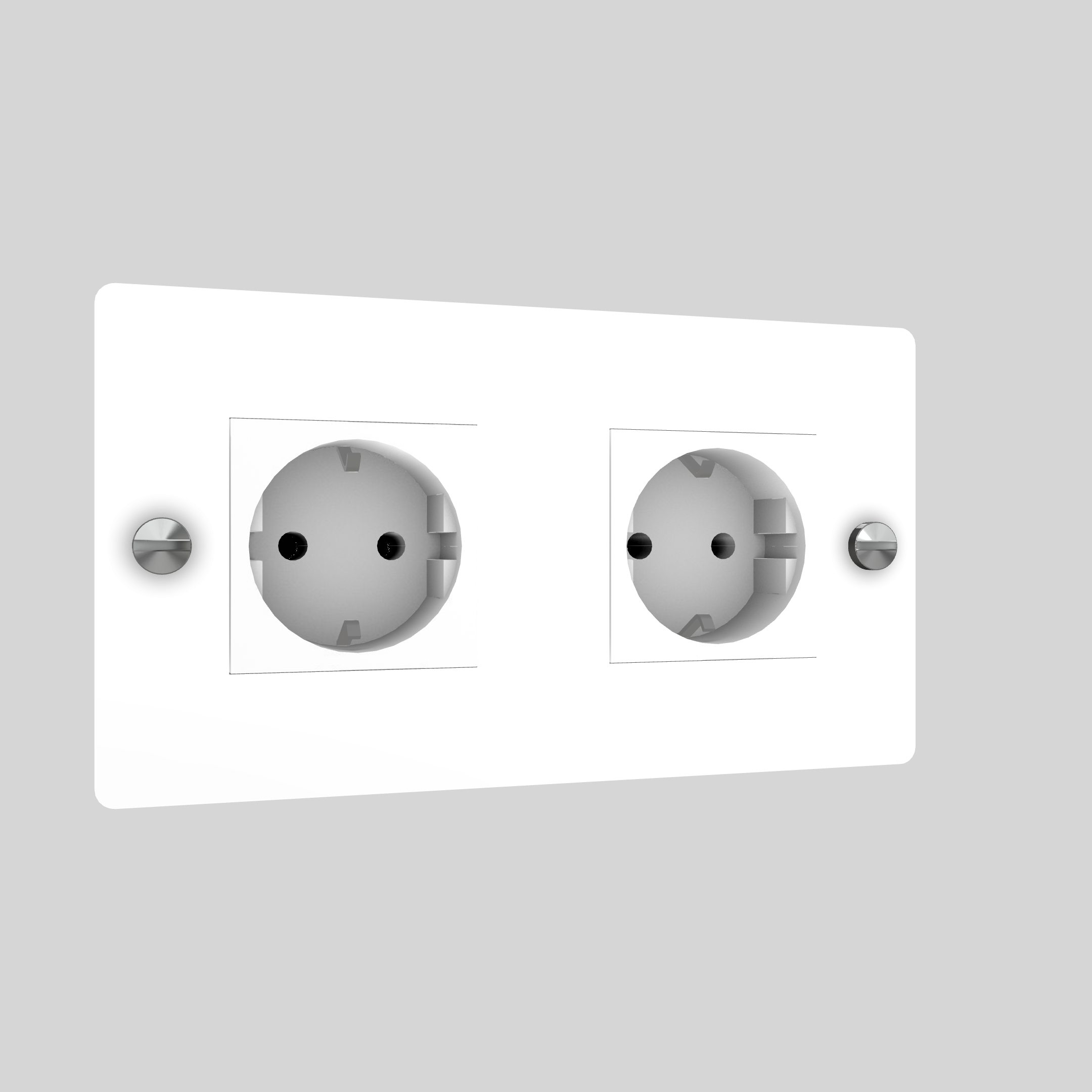 2G SOCKET / SCHUKO TYPE F / CROSS / WITHOUT LOGO / WHITE / STEEL