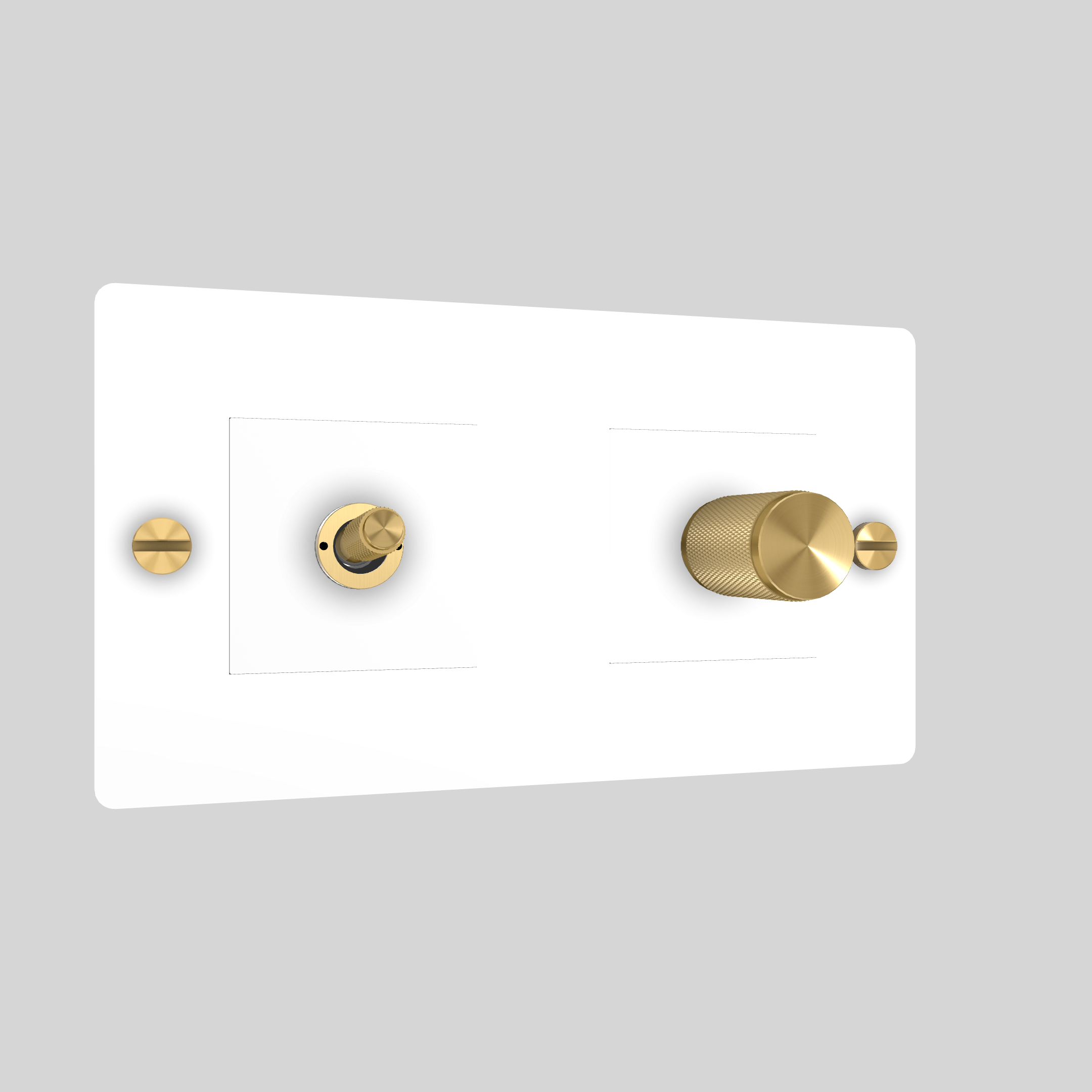 2G TOGGLE & DIMMER / CROSS / WITHOUT LOGO / WHITE / BRASS