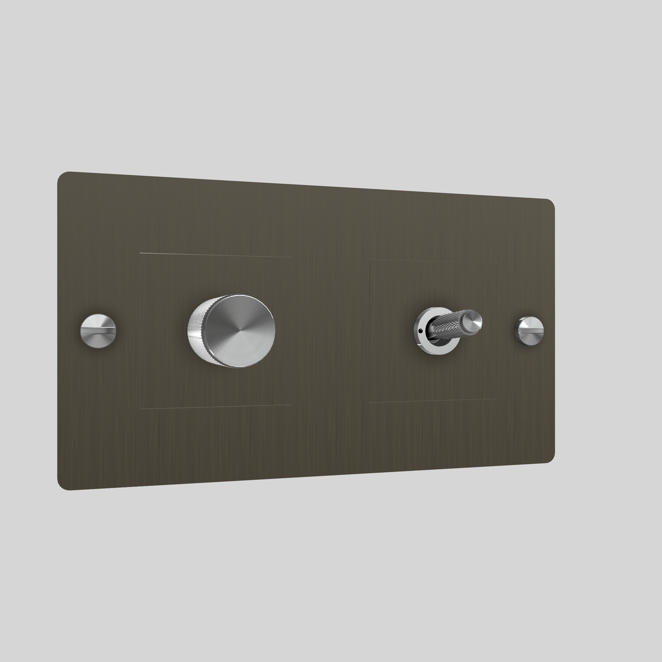 2G TOGGLE & DIMMER / CROSS / WITHOUT LOGO / SMOKED BRONZE / STEEL