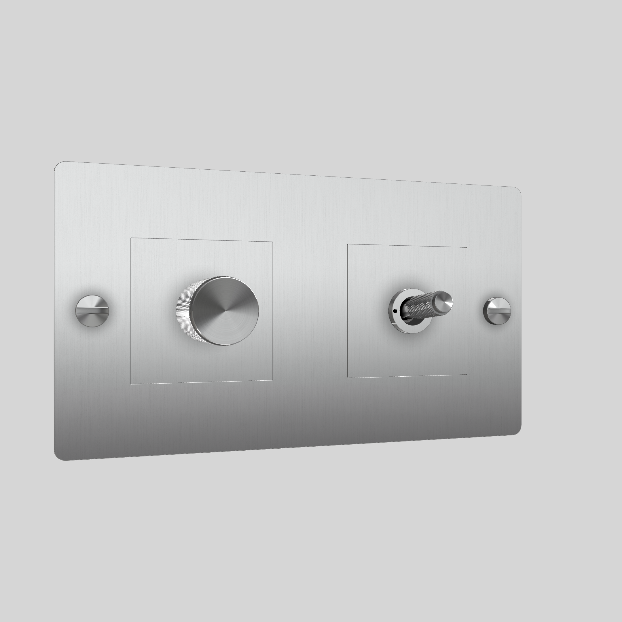 2G TOGGLE & DIMMER / CROSS / WITHOUT LOGO / STEEL / STEEL