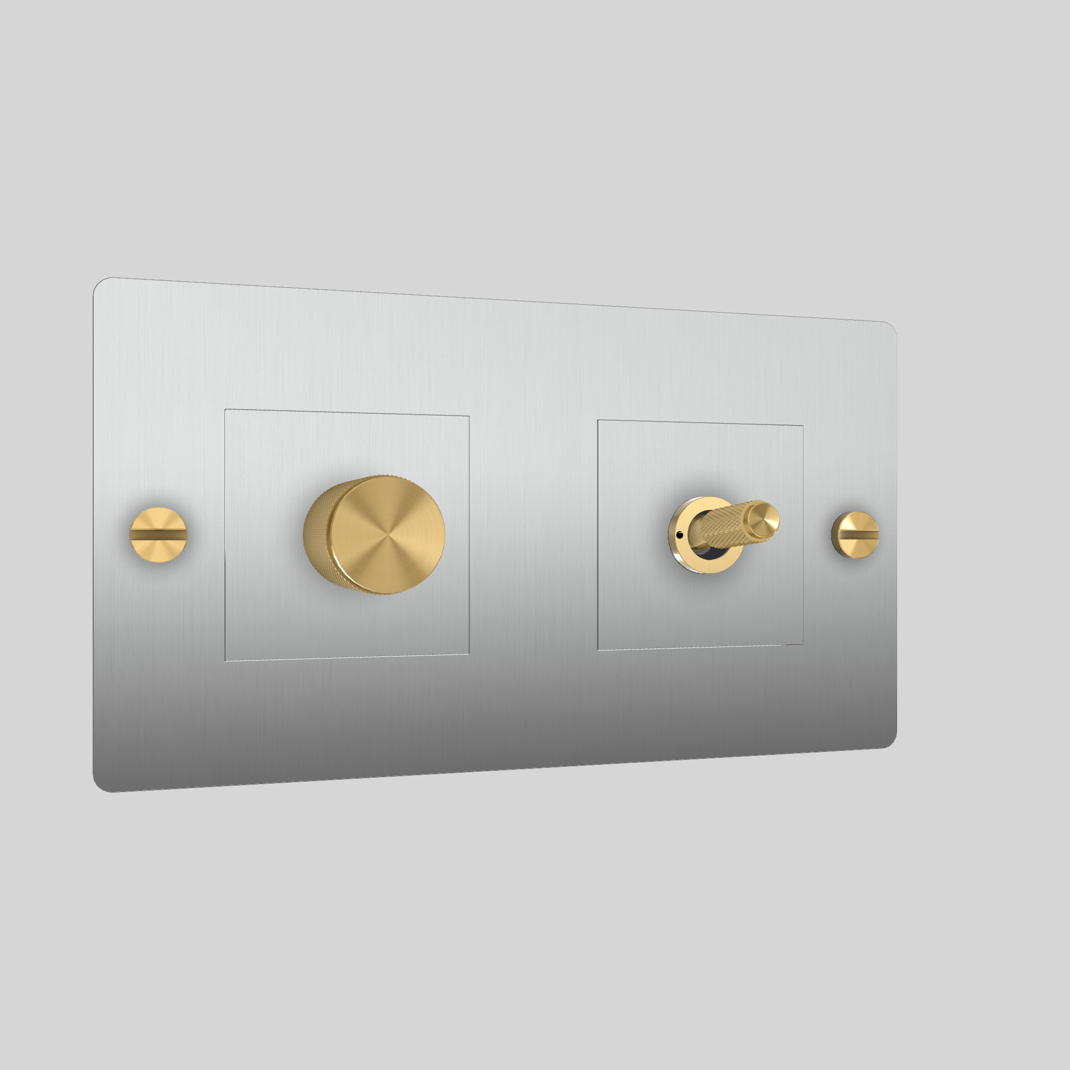 2G TOGGLE & DIMMER / CROSS / WITHOUT LOGO / STEEL / BRASS
