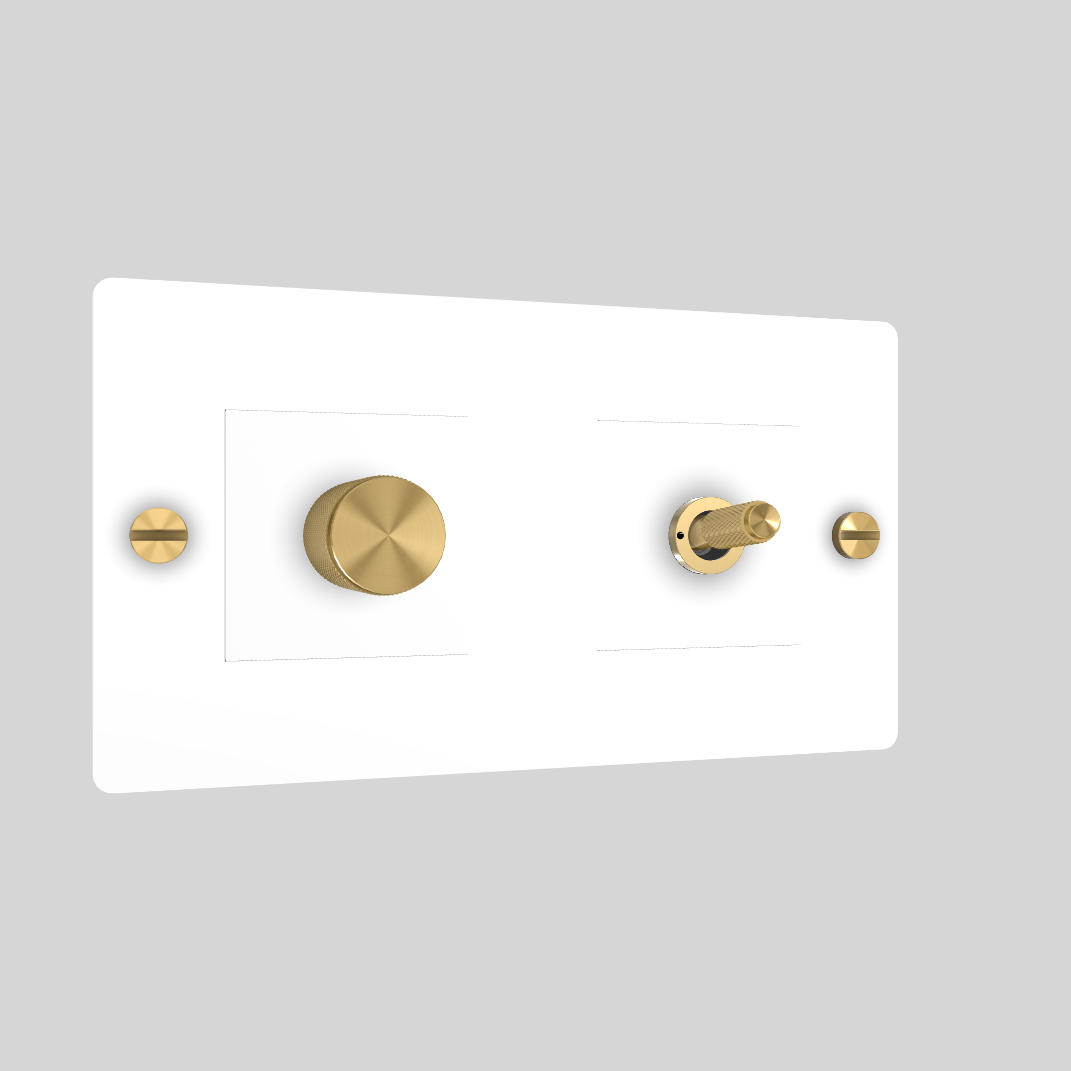2G TOGGLE & DIMMER / CROSS / WITHOUT LOGO / WHITE / BRASS