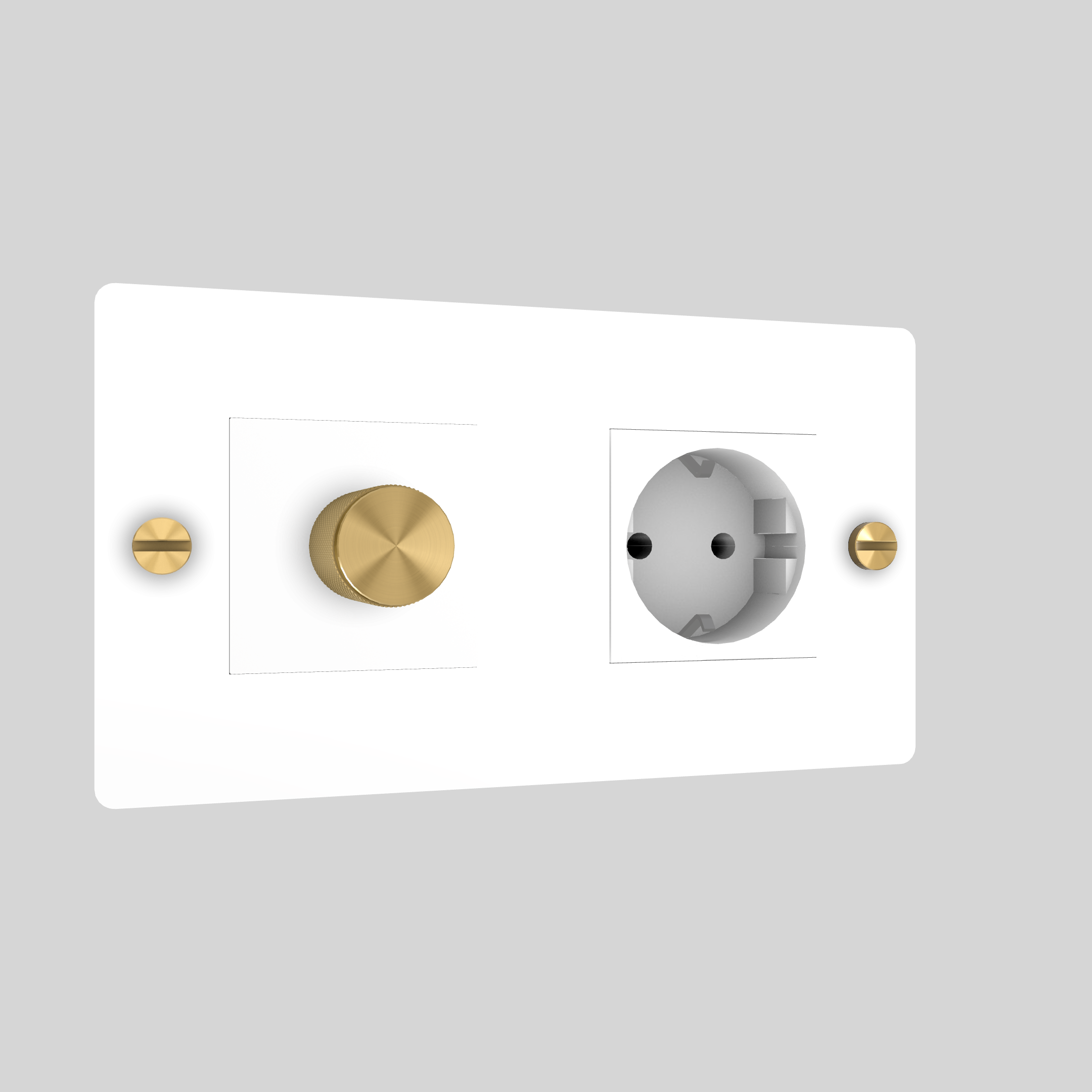 2G DIMMER & SOCKET / CROSS / WITHOUT LOGO / WHITE / BRASS