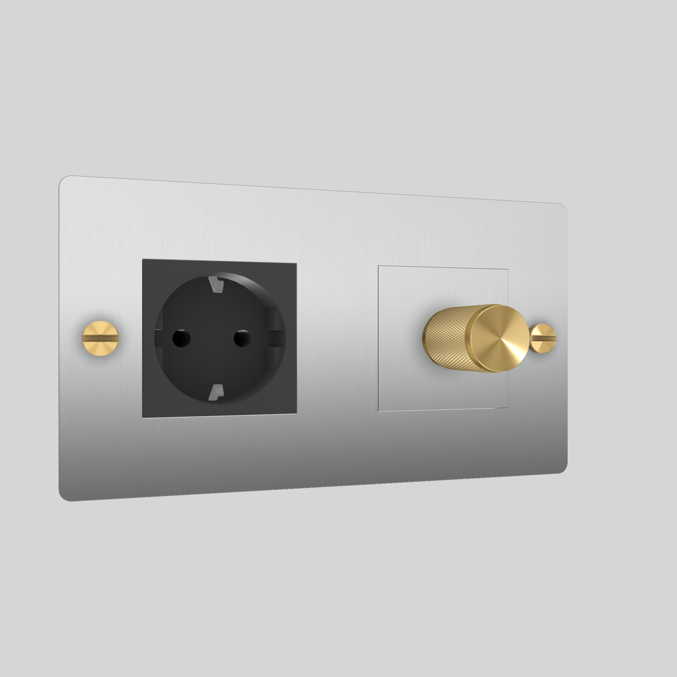 2G DIMMER & SOCKET / CROSS / WITHOUT LOGO / STEEL / BRASS