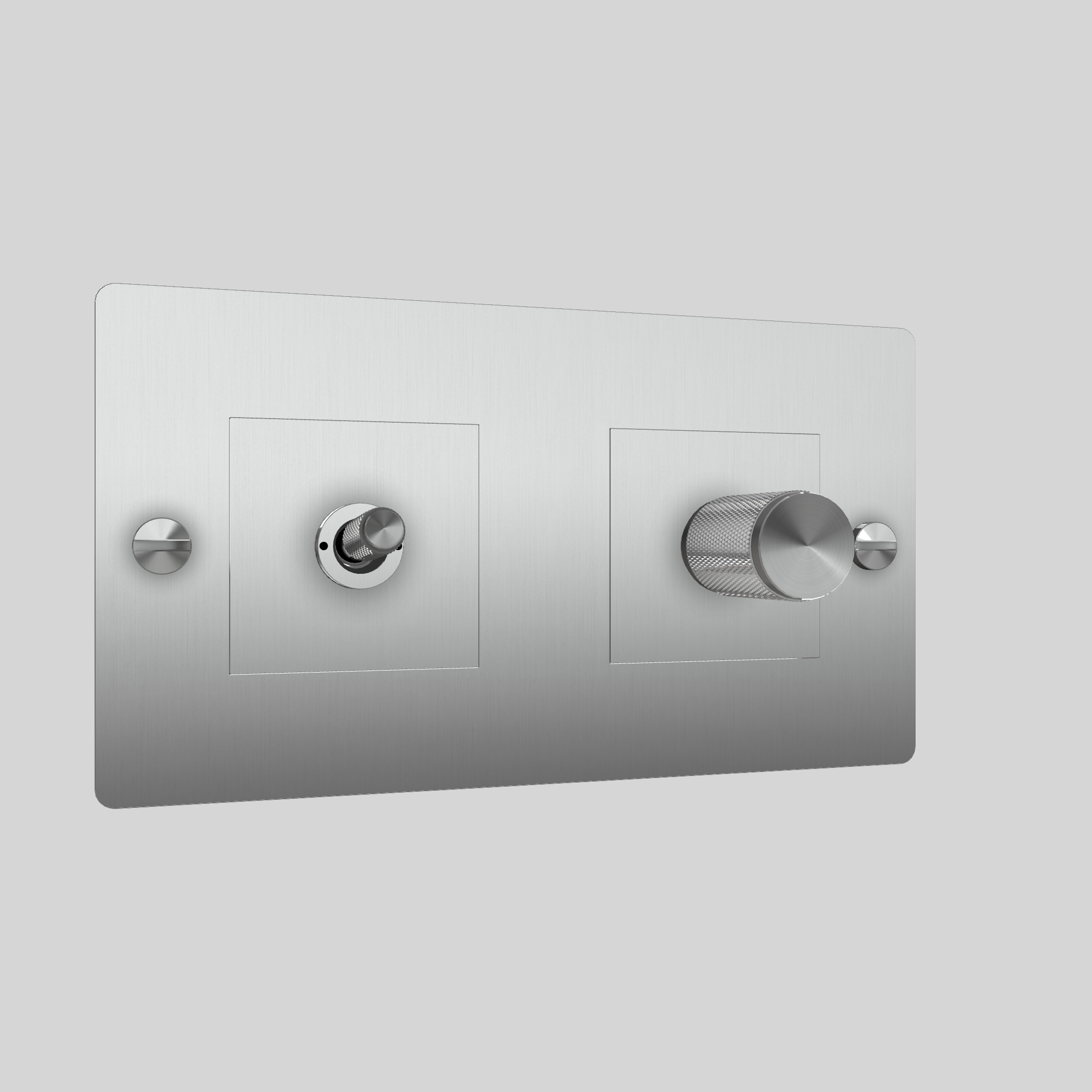 2G TOGGLE & DIMMER / CROSS / WITHOUT LOGO / STEEL / STEEL