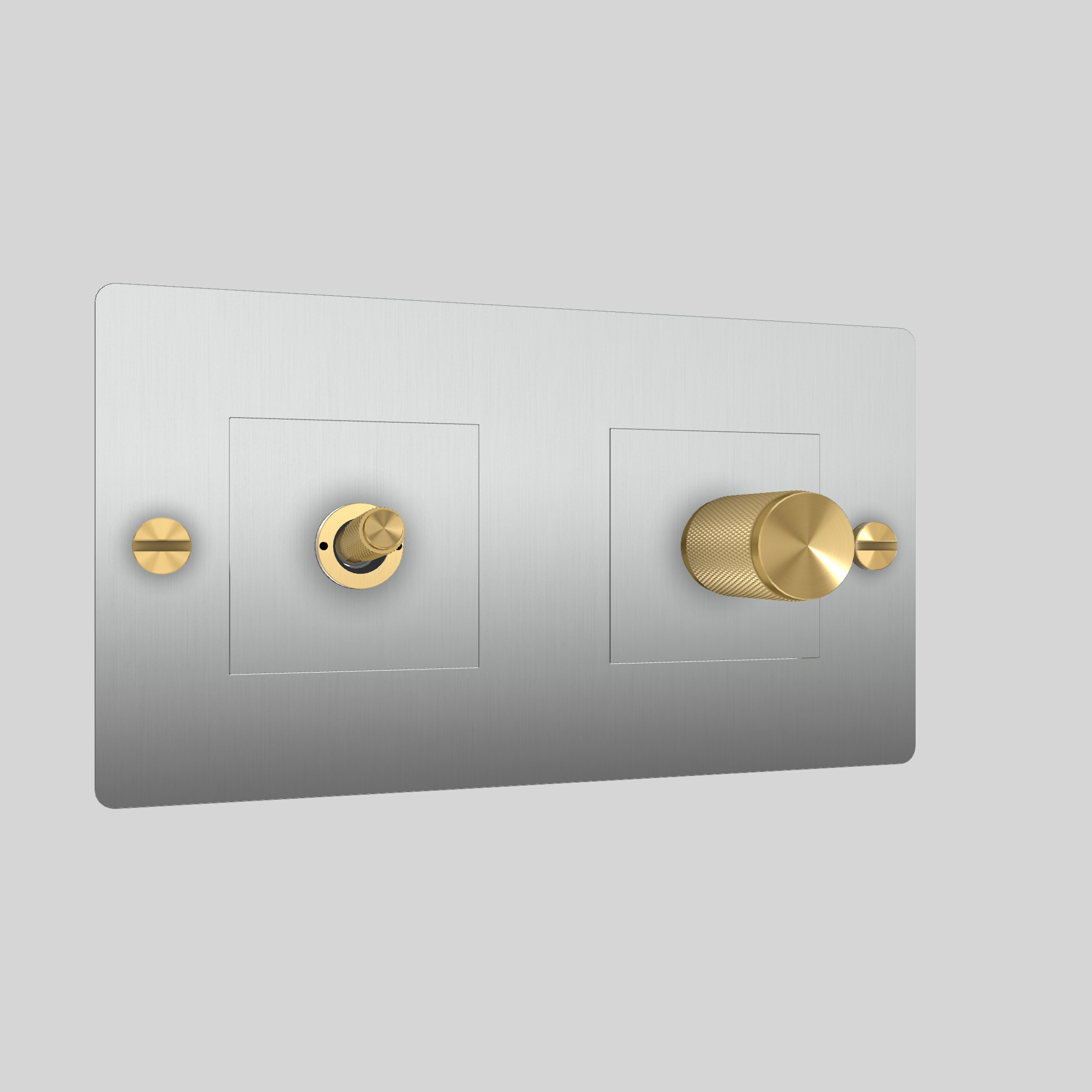 2G TOGGLE & DIMMER / CROSS / WITHOUT LOGO / STEEL / BRASS